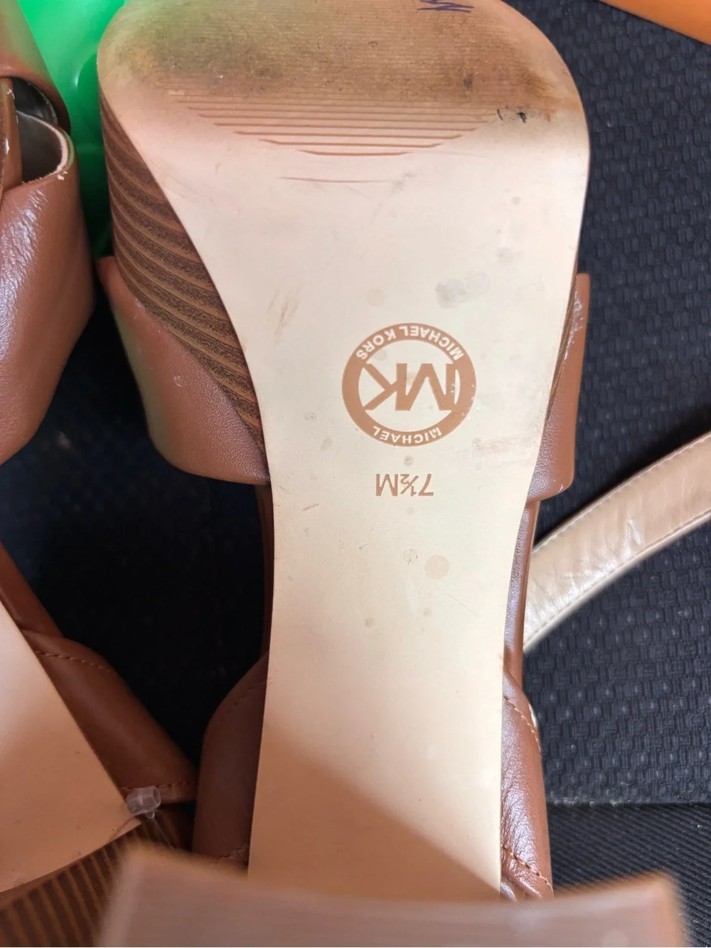 Michael Kors Brown Leather Crisscross Slingback Sandals